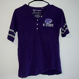 Kansas State University K-State Kstate purple v neck button up top Medium